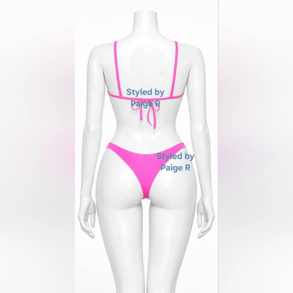 ⛱️NWT SKIMS 2 Piece Swim Micro scoop top thong Bikini Set Pink TAFFY 4X